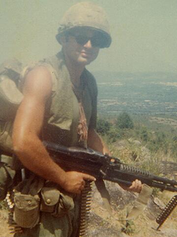 Picture of Spc. Leslie Sabo Jr. in battle.