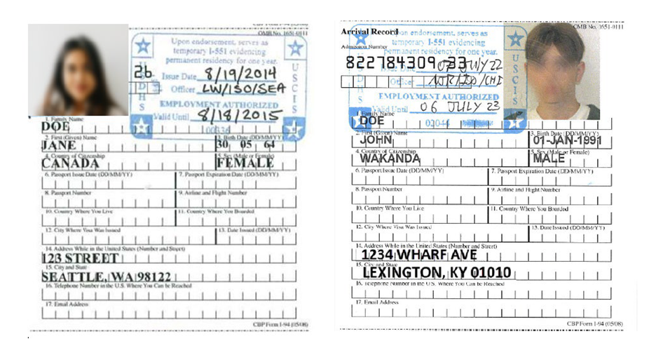 I-94 With Photo and Temporary I-551 Stamp