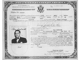 A reproduction of Guy Lombardo's Certificate of Naturalization