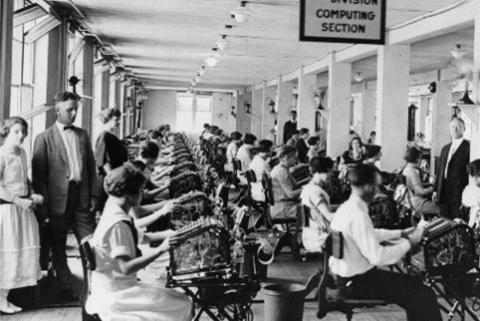 Women working at computation machines